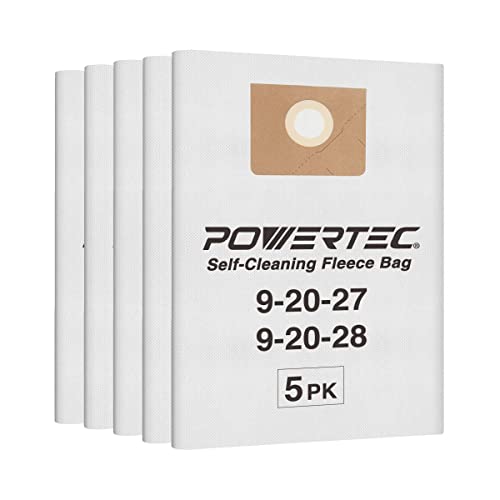 POWERTEC 75041 Fleece Filter Bags for Fein Turbo 1&2 I 9-20-27 & 9-20-28, 5PK