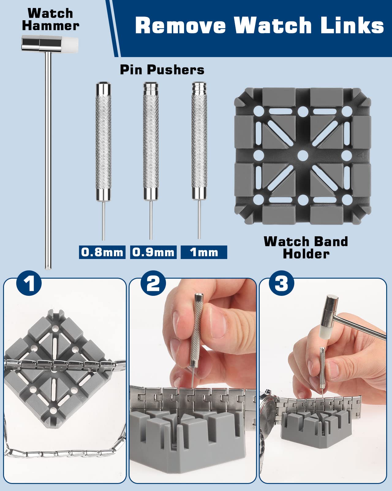 Vastar Watch Repair Kit, Watch Battery Replacement Tool Kit, Watch Link Removal Tool Kit, Watch Band Link Pin Tool Set with Carrying Case