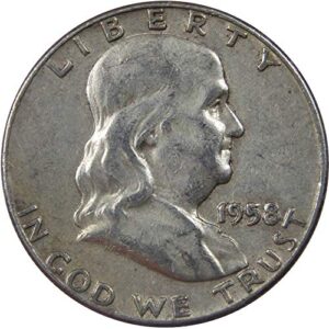 1958 franklin half dollar vf very fine 90% silver 50c us coin collectible