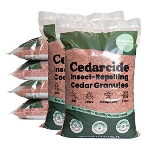 cedarcide lawn, home & garden cedar granules | repels fleas, ticks, ants & mosquitoes | smells great, easy to use | family & pet safe | 6 bags (48 lbs)
