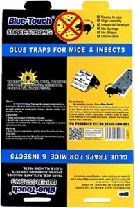 blue-touch mouse glue traps, peanut butter scented best glue traps glue boards for mice, insects and crawling pests. 8.5x5.5 inches, 1.1 oz – 100 traps/box