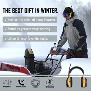 ZOHAN EM042 AM/FM Radio Headphone with Digital Display,Ear Protection Noise Reduction Safety Ear Muffs,Ultra Comfortable Hearing Protector for Lawn Mowing and Landscaping - Yellow