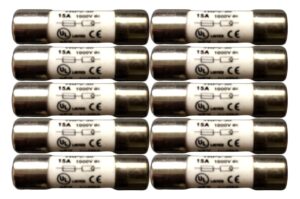 10pcs pv fuse 1000v dc 15a ul listed 10x38mm solar in-line