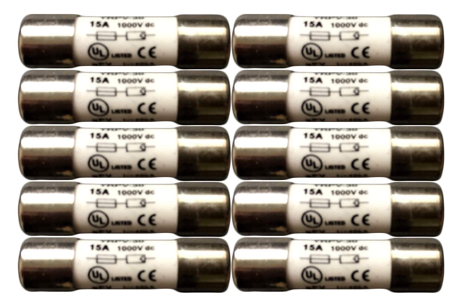 10pcs PV Fuse 1000v DC 15A UL Listed 10x38mm Solar in-line