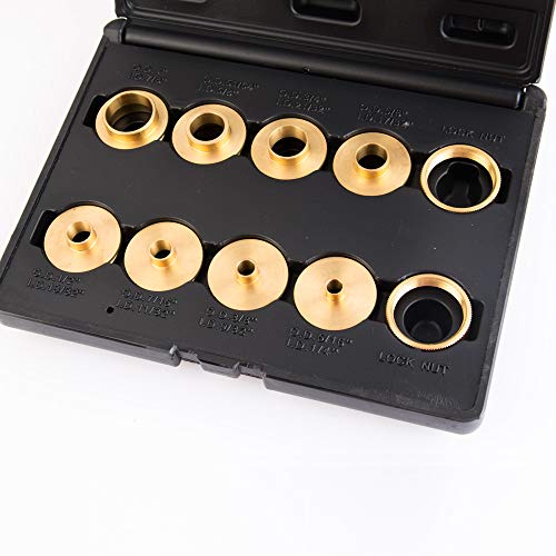 O'SKOOL 10 pcs Brass Router Template Bushing Guides Sets Fit Any Router Sub-base of the Porter Cable style