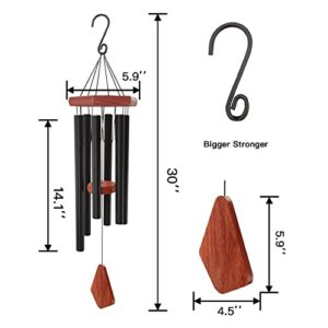 Wind Chimes Outdoor Deep Tone, Wind Chime Outdoor Sympathy Wind-Chime with 6 Tuned Tubes, Elegant Chime for Garden Patio Black Windchimes