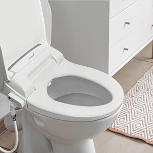 SmartBidet SB-100R Electric Bidet Seat for Elongated Toilets with Remote Control, Stainless Steel Nozzle with Removable Nozzle Cap, Slim and Strong Design in White