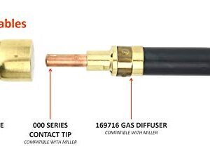 150 Amp MIG Gun Torch Replacement for Miller - 12 Feet Cable - Two-Pin Signal Connector