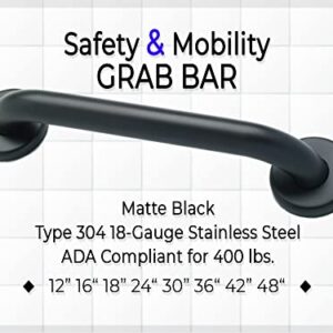 Matte Black 42" Grab Bar for Bathroom Shower Toilet - ADA Safety Handrail/304 Stainless Steel/Smooth