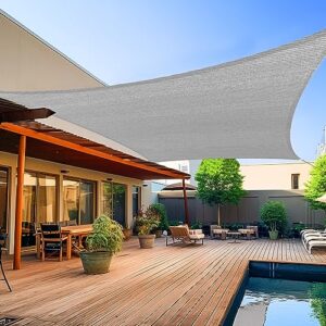 shade&beyond 8'x10' sun shade sail rectangle canopy sail sunshade uv block for patio yard backyard grey, (we make custom size)