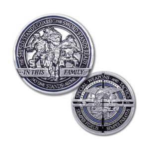armor coin & emblem swat team challenge coin - solid bronze, hand-polished silver tone finish - tribute to law enforcement, valor, sacrifice - collectible keepsake for enthusiasts