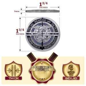 Armor Coin & Emblem SWAT Team Challenge Coin - Solid Bronze, Hand-Polished Silver Tone Finish - Tribute to Law Enforcement, Valor, Sacrifice - Collectible Keepsake for Enthusiasts