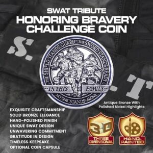 Armor Coin & Emblem SWAT Team Challenge Coin - Solid Bronze, Hand-Polished Silver Tone Finish - Tribute to Law Enforcement, Valor, Sacrifice - Collectible Keepsake for Enthusiasts