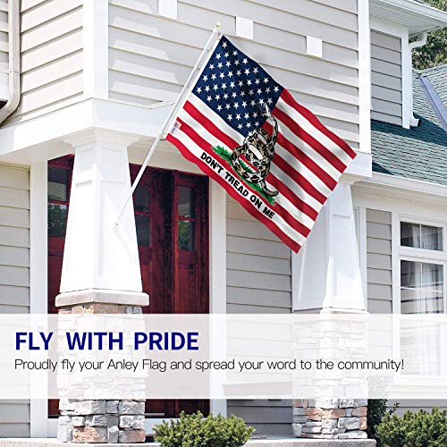 ANLEY Fly Breeze 3x5 Foot American Flag - Vivid Color and Fade Proof - Double Stitched - USA Don't Tread on Me Patriotic Flags Polyester with Brass Grommets 3 X 5 Ft