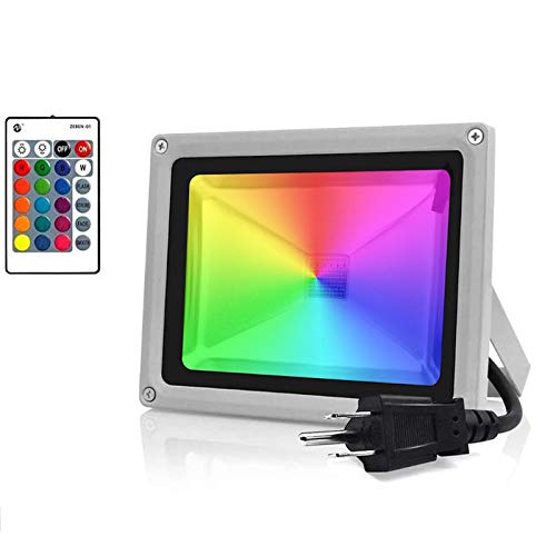 100W Equivalent Led Color Changing Flood Lights Multi Colors RGB Uplighting with Remote, IP65 Waterproof Stage Light, Dimmable Colored LED Light , Flood Light for Christmas Party Outdoor Indoor Decor