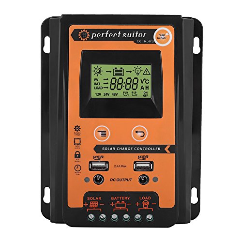 MPPT Solar for CHARGER Controller- Solar Panel Battery Regulator LCD Display with Dual USB Port Display 12V/24V Safe Protection(30A)