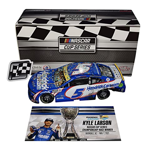 AUTOGRAPHED 2021 Kyle Larson #5 Hendrick Motorsports PHOENIX CHAMPIONSHIP RACE WIN (Raced Version) Signed Lionel 1/24 Scale NASCAR Diecast Car with COA (1 of only 2,712 produced)