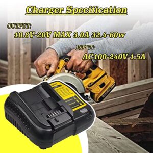 Replacement for Dewalt DCB107 10.8V-20V Max Lithium Charger Compatible with Dewalt DCB120 DCB127 DCB207 DCB206 DCB204 DCB200-2 DCB200 DCB180