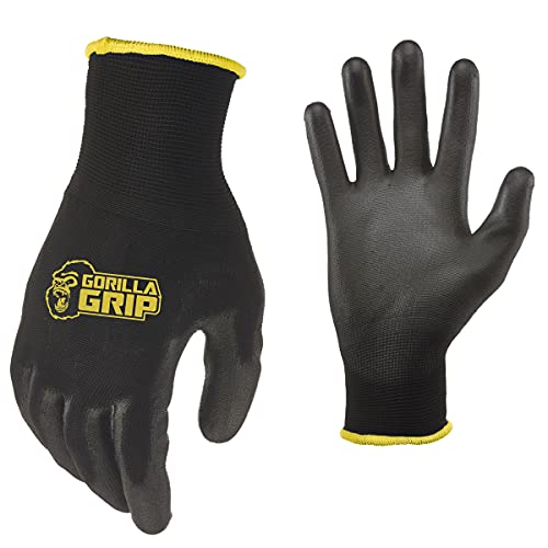 Gorilla Grip Slip Resistant Work Gloves 5 Pack, Medium ,Black