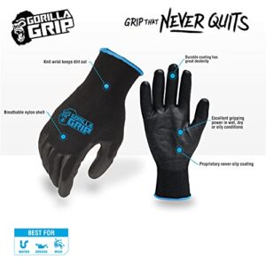 Gorilla Grip Slip Resistant Work Gloves 5 Pack, Medium ,Black