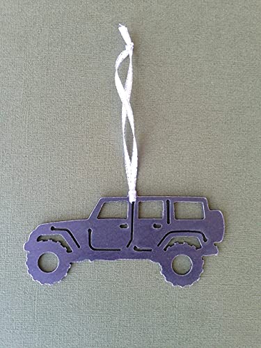 Metal off road Christmas Ornament perfect for 4 door jeep owners (Dark Grey-Bare Metal)