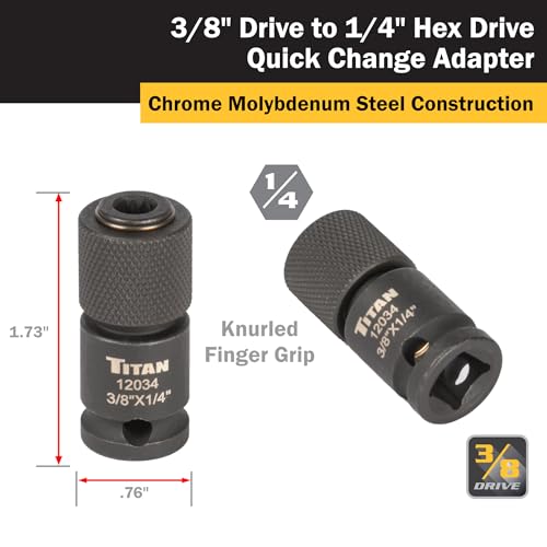 Titan 12034 3/8-Inch Drive to 1/4-Inch Hex Drive Quick Change Adapter