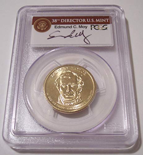 2009 Zachary Taylor Presidential Missing Edge Lettering Error Dollar MS66 PCGS Moy Signature