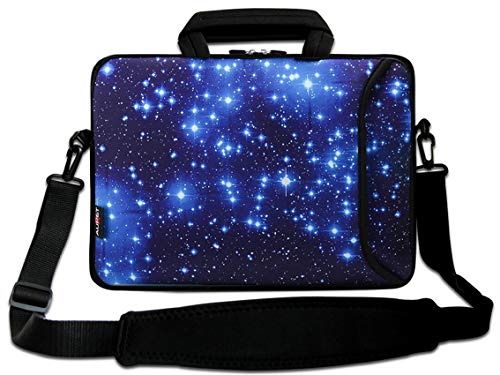 AUPET 17 17.3 inch Laptop Shoulder Bag Carrying Case Computer PC Cover Pouch+Handle For 16/17/17.3/17.4 inch Laptop Notebook (Blue Shining Stars)