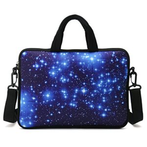 AUPET 17 17.3 inch Laptop Shoulder Bag Carrying Case Computer PC Cover Pouch+Handle For 16/17/17.3/17.4 inch Laptop Notebook (Blue Shining Stars)
