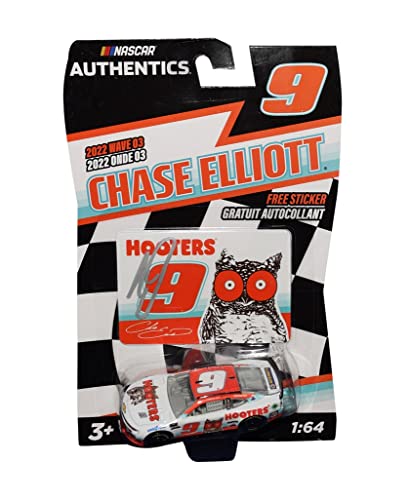 AUTOGRAPHED 2022 Chase Elliott #9 Hooters Racing (Hendrick Motorsports) NASCAR Authentics Wave 03 Signed Collectible 1/64 Scale Diecast Car with COA