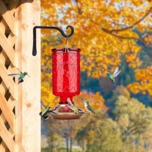 BOLITE Hummingbird Feeder, 18005 Glass Hummingbird Feeders for Outdoors Hanging, 5 Feeding Stations, 22 Ounces, Red Bottle, Xmas Gifts for Bird Lovers