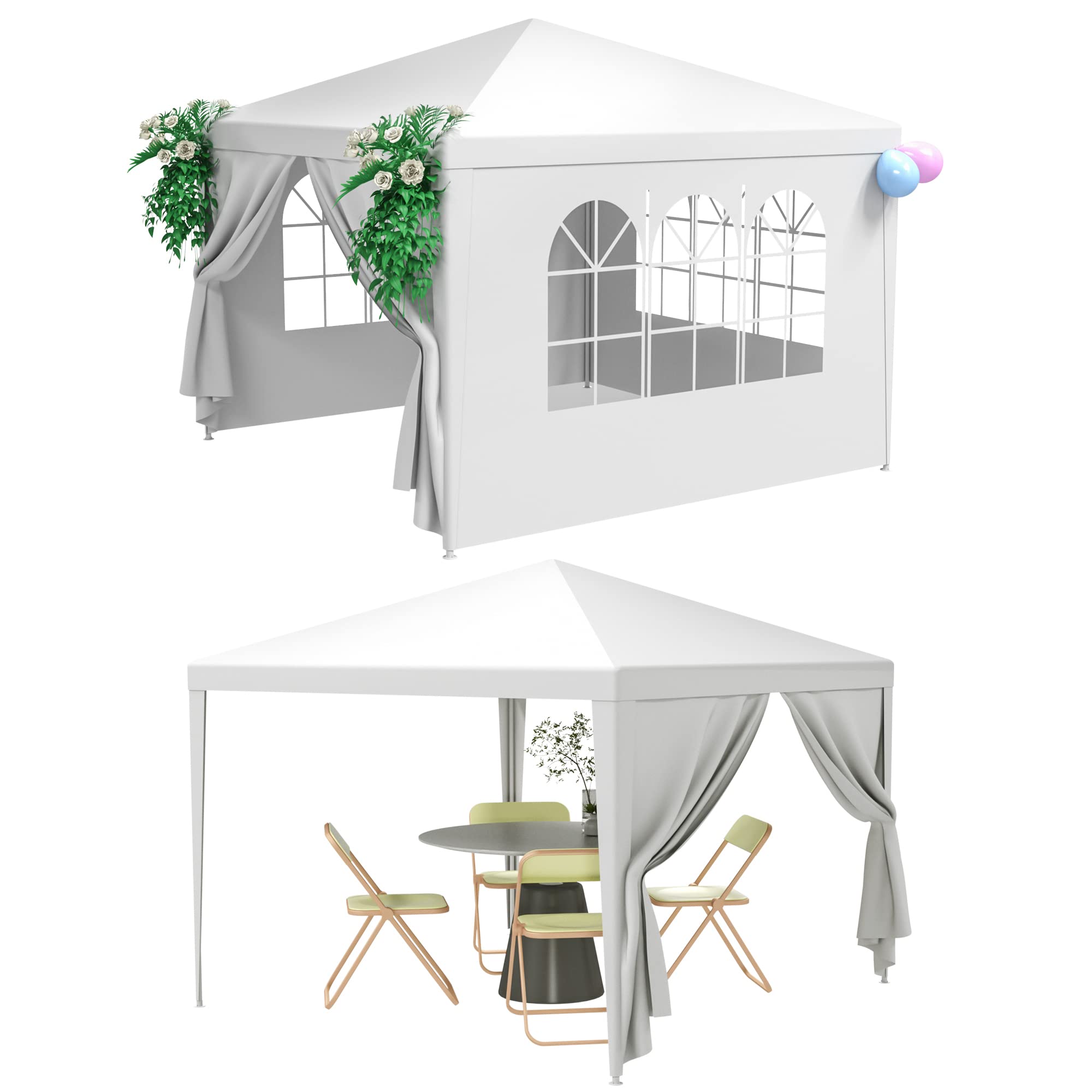 HomGarden 10'x10' Outdoor Canopy Tent Patio Camping Gazebo Storage Shelter Pavilion Cater Party Wedding BBQ Events Tent w/Removable Sidewalls