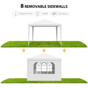 HomGarden 10'x10' Outdoor Canopy Tent Patio Camping Gazebo Storage Shelter Pavilion Cater Party Wedding BBQ Events Tent w/Removable Sidewalls