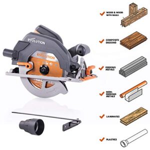 Evolution Power Tools R185CCS 7-1/4" TCT Multi-Material Cutting Circular Saw, 7-1/4", Orange