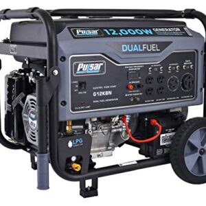 Pulsar G12KBN Heavy Duty Portable Dual Fuel Generator - 9500 Rated Watts & 12000 Peak Watts - Gas & LPG - Electric Start - Transfer Switch & RV Ready - CARB Compliant