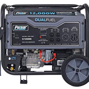 Pulsar G12KBN Heavy Duty Portable Dual Fuel Generator - 9500 Rated Watts & 12000 Peak Watts - Gas & LPG - Electric Start - Transfer Switch & RV Ready - CARB Compliant