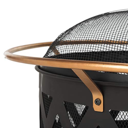 Safavieh PIT2003A Outdoor Collection Bryce Copper and Black Round Fire Pit