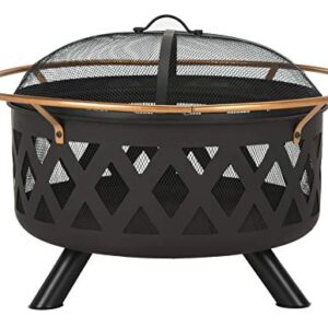 Safavieh PIT2003A Outdoor Collection Bryce Copper and Black Round Fire Pit