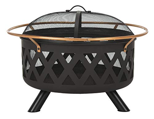 Safavieh PIT2003A Outdoor Collection Bryce Copper and Black Round Fire Pit