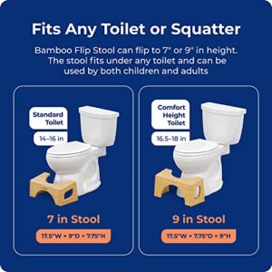 Squatty Potty The Original Toilet Stool - Bamboo Flip, 7" and 9" Adjustable Heights, Brown - Improve Bathroom Posture and Comfort