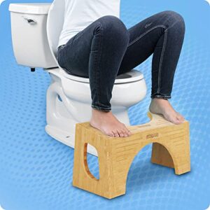 Squatty Potty The Original Toilet Stool - Bamboo Flip, 7" and 9" Adjustable Heights, Brown - Improve Bathroom Posture and Comfort