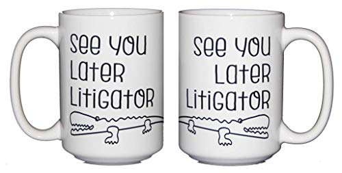 See You Later Litigator - Cute Kawaii Cartoon Alligator Puns Coffee Mug for Lawyers - Law School Graduation - True Crime Fan (See Ya Later Litigator)