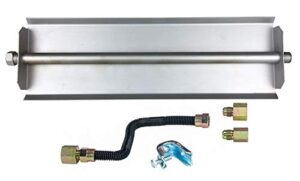 dreffco 18" linear gas burner with complete connection kit - fireplace burner made from powder coated steel - designed for ng fireplace or fire pit - includes 10" non-whistle flex line