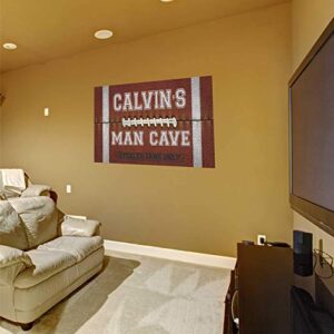man cave custom name wall decal - football themed personalized name man cave sports wall sticker - custom name sign - custom name stencil monogram - game room wall decor