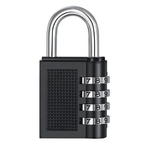 zhege gym lock, 4 digit combination lock for locker, fence, school, toolbox, hasp storage (black)