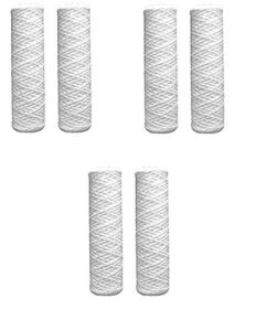 cfs – 6 pack string wound sediment water filter cartridges compatible with whkf-whsw models – remove bad taste & odor – whole house replacement water filter cartridge, 5 micron - white