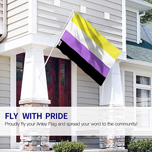 ANLEY Fly Breeze 3x5 Foot Non-Binary Pride Flag - Vivid Color and Fade proof - Double Stitched - NB Nonbinary Pride LGBT Genderqueer Gender Identity Flags Polyester with Brass Grommets 3 X 5 Ft