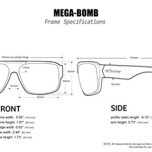 BOMBER MEGA Bomb M103GM Safety Sunglasses for Men with Matte Black frame, Green Mirror Safety Sunglass lens, Non-Slip foam lining, ANSI Z87+ Compliant, UV Protection - M103GM