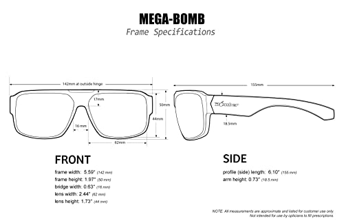 BOMBER MEGA Bomb M103GM Safety Sunglasses for Men with Matte Black frame, Green Mirror Safety Sunglass lens, Non-Slip foam lining, ANSI Z87+ Compliant, UV Protection - M103GM