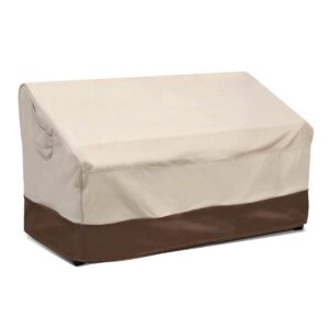 vailge 2-seater heavy duty patio deep bench loveseat cover,100% waterproof outdoor deep sofa cover, lawn patio furniture covers with air vent, medium (deep), beige & brown